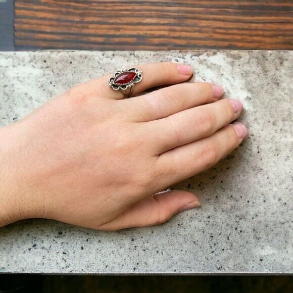 Vintage Womens Navajo Sterling Silver Handcrafted Boho Southwestern Ring Sz 5.25 - Picture 4 of 7